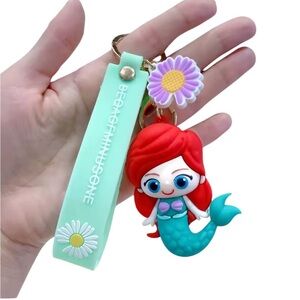 Disney Ariel Little Mermaid 3D Keychain Wristlet Bag Charm